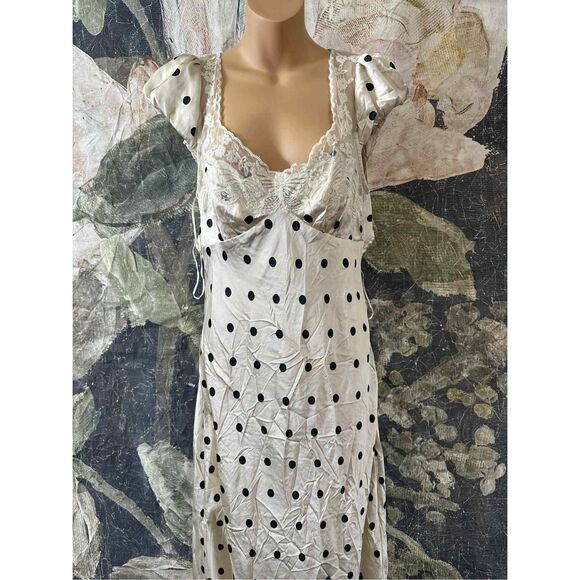 Free People Cream and Black Polka Dot Maxi Dress - Picture 9 of 11